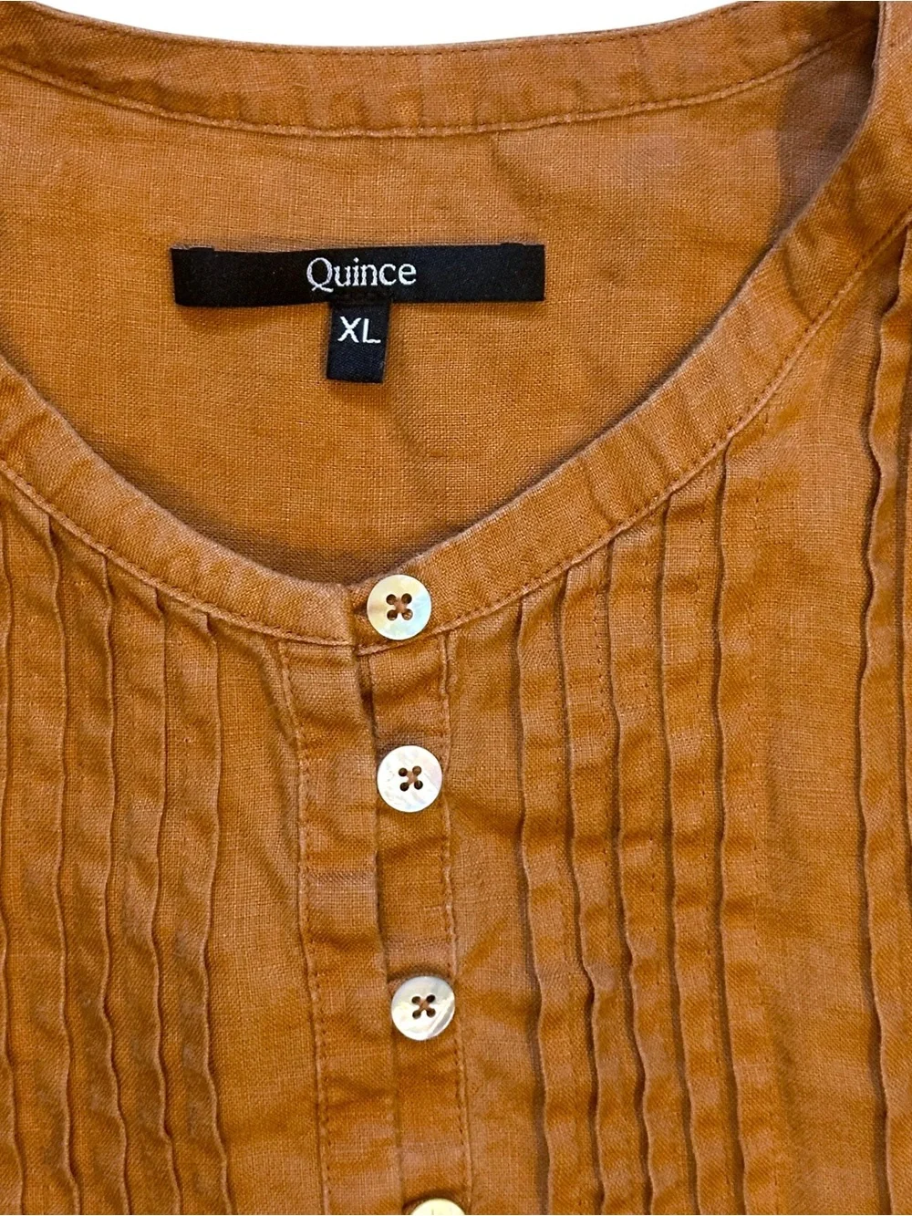 Quince 100% European Linen Sleeveless Swing Dress Terracotta Rust Women XL
